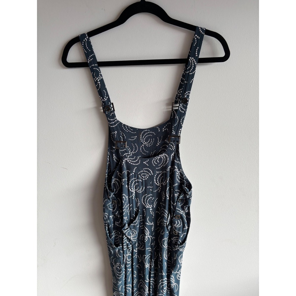 Maeve Anthropologie Teal Dotted Swirl Print Bib Overalls Size XS - Picture 4 of 5